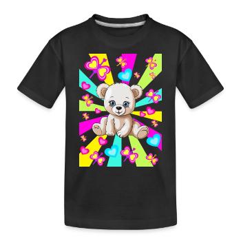 80er 90er Teddy Retro Teenie Kinder Bär Bären - Kinder Premium Bio T-Shirt - Schwarz - Vorne