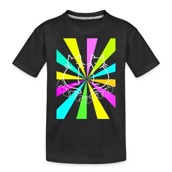 80er Retro Katzen Katze Teenie - Kinder Premium Bio T-Shirt - Schwarz - Vorne