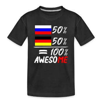 50% Russisch 50% Deutsch - Kinder Premium Bio T-Shirt - Schwarz - Vorne