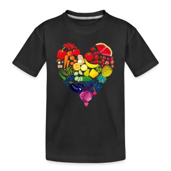 Vegan Heart Vegetable Fruit - Cooking Healthy Eating - Kids' Premium Organic T-Shirt - black - Front