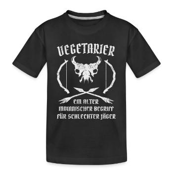 Végétarien = mauvais chasseur - T-shirt bio Premium Enfant - noir - Devant