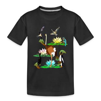 Welt der Vögel - Seerosen Schwabe Straus und Co. - Kinder Premium Bio T-Shirt - Schwarz - Vorne