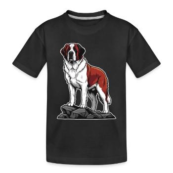 Retter des Sankt-Bernhardiner-Hundeporträts auf dem Felsen - Kinder Premium Bio T-Shirt - Schwarz - Vorne