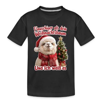 Flauschiger als dein Weihnachtsbaum - Kinder Premium Bio T-Shirt - Schwarz - Vorne