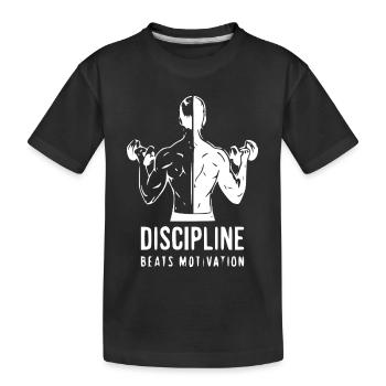 Discipline Beats Motivation - Kinder Premium Bio T-Shirt - Schwarz - Vorne