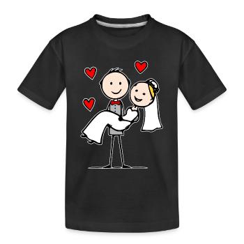 Dessin animé du couple de mariage - T-shirt bio Premium Enfant - noir - Devant