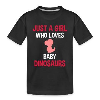 Juste une fille qui aime les bébés dinosaures - T-shirt bio Premium Enfant - noir - Devant