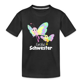 Große Schwester Schmetterling - Kinder Premium Bio T-Shirt - Schwarz - Vorne