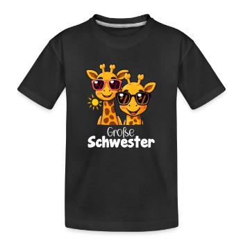 Große Schwester Giraffe - Kinder Premium Bio T-Shirt - Schwarz - Vorne