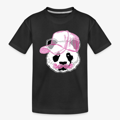 Panda - Pink - Cap - Mustache - Kinder Premium Bio T-Shirt