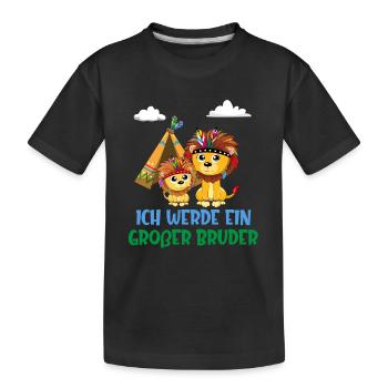 Großer Bruder Löwe Indianer Geschenk Löwen - Kinder Premium Bio T-Shirt - Schwarz - Vorne