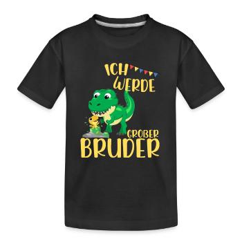Ich werde großer Bruder Dino T-Rex Dinosaurier - Kinder Premium Bio T-Shirt - Schwarz - Vorne