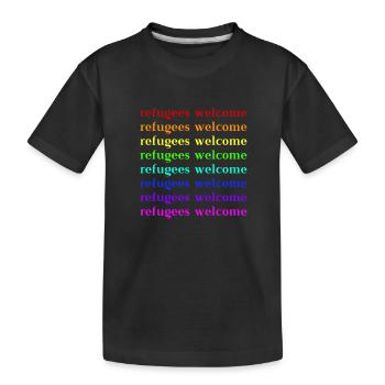 Refugees Welcome Gift Idea - Kids' Premium Organic T-Shirt - black - Front