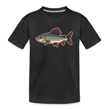 Fisch Äsche - Kinder Premium Bio T-Shirt - Schwarz - Vorne