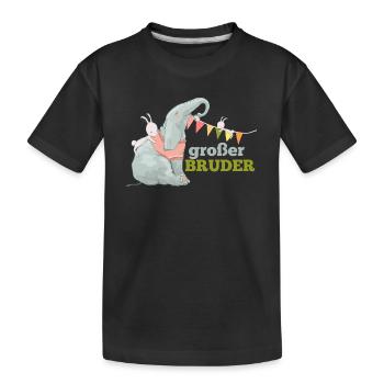 großer Bruder Elefant Hase - Kinder Premium Bio T-Shirt - Schwarz - Vorne