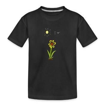 Blume - Kinder Premium Bio T-Shirt - Schwarz - Vorne