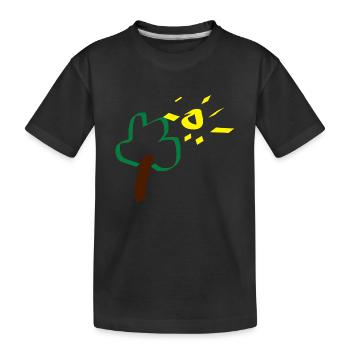 Baum Sonne Zeichnung Geschenk Baby - Kinder Premium Bio T-Shirt - Schwarz - Vorne