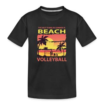 Beach Volleyball Sport Strand Sonne Urlaub Palme - Kinder Premium Bio T-Shirt - Schwarz - Vorne