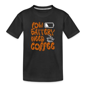 Battery Battery Coffee Morning Muffle Caffeine Gift - Kids' Premium Organic T-Shirt - black - Front