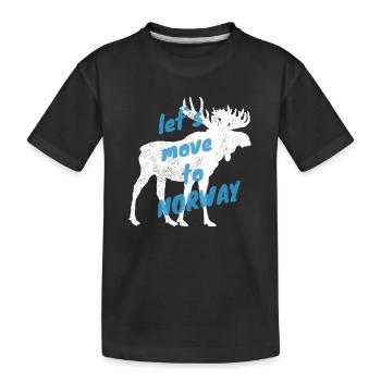 Norwegen Elch Auswandern Umzug Geschenk - Kinder Premium Bio T-Shirt - Schwarz - Vorne