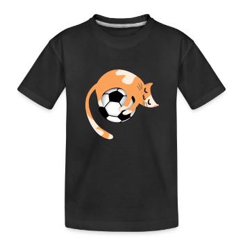 Chat avec le football - T-shirt bio Premium Enfant - noir - Devant