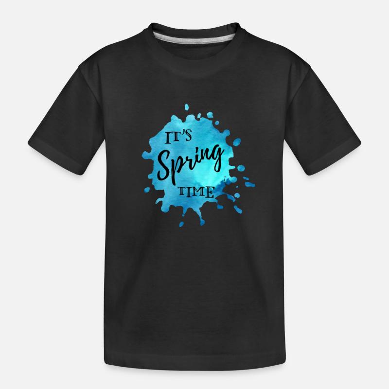 Splash de couleur bleu "It's Spring Time" - T-shirt bio Premium Enfant - noir
