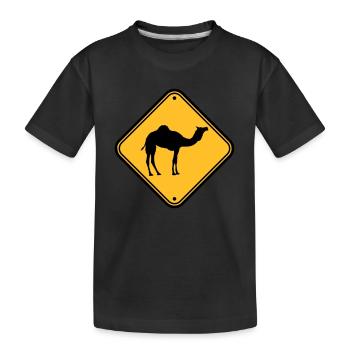 Shield warning danger caution Caution came - Kids' Premium Organic T-Shirt - black - Front
