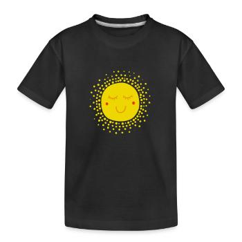 Fröhliches Sonnenmotiv Sommer Sonne Geschenk - Kinder Premium Bio T-Shirt - Schwarz - Vorne