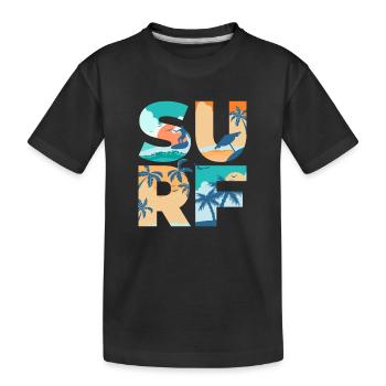 SURF Dété Plage Vagues Surf - Idée cadeau - T-shirt bio Premium Enfant - noir - Devant