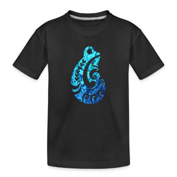 Maori Fischhaken Hei Matau Tribal Tattoo Paua - Kinder Premium Bio T-Shirt - Schwarz - Vorne