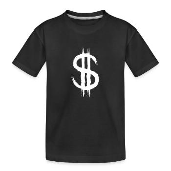 Dollar sign dollar sign money brush over white - Kids' Premium Organic T-Shirt - black - Front