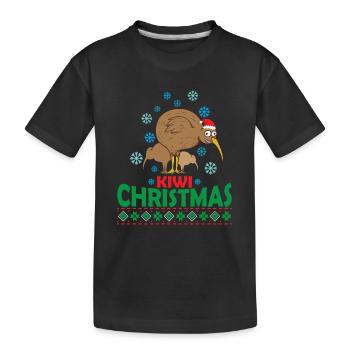 Ugly Christmas mit Kiwi Vogel aus Neuseeland - Kinder Premium Bio T-Shirt - Schwarz - Vorne