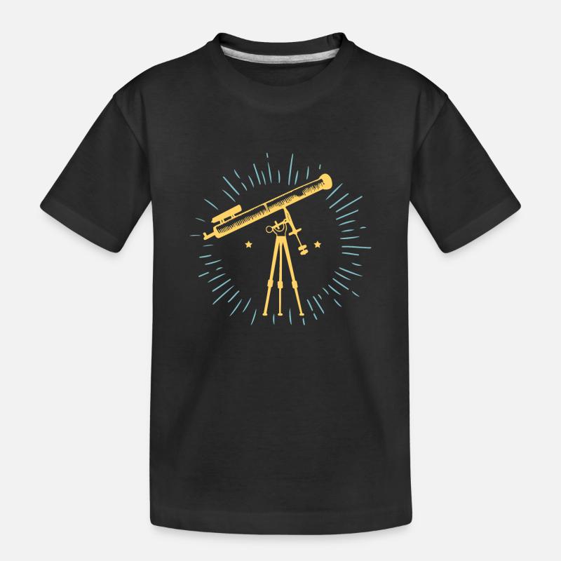 Teleskop Retro Astronomie Geschenkidee - Kinder Premium Bio T-Shirt - Schwarz