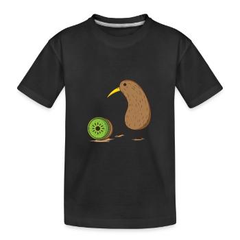 Oiseau kiwi avec un kiwi tranché - T-shirt bio Premium Enfant - noir - Devant