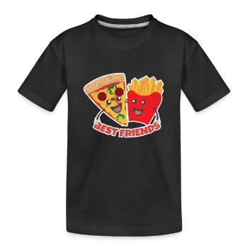 Best Friends Pizza und Pommes Lustiges Geschenk - Kinder Premium Bio T-Shirt - Schwarz - Vorne