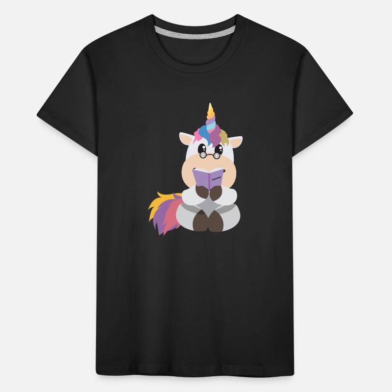 Einhorn Lesen Ein Buch Buchwurm Geschenkidee Kinder Premium Bio T-Shirt