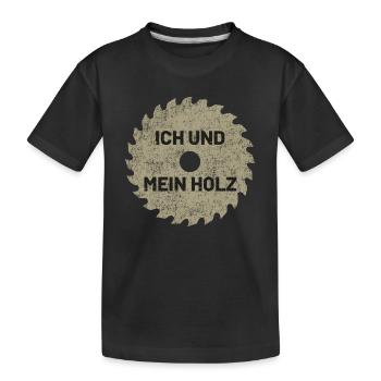 ich und mein holz - Kinder Premium Bio T-Shirt - Schwarz - Vorne