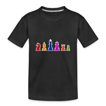 Pièces d'échecs Idée cadeau de joueurs d'échecs colorés - T-shirt bio Premium Enfant - noir - Devant