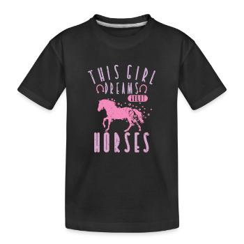 Pinkes Pferd für Mädchen - Kinder Premium Bio T-Shirt - Schwarz - Vorne