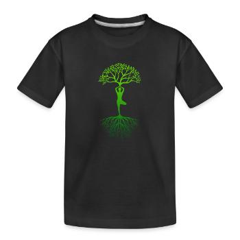 Yoga Lebensbaum Geschenkidee - Kinder Premium Bio T-Shirt - Schwarz - Vorne