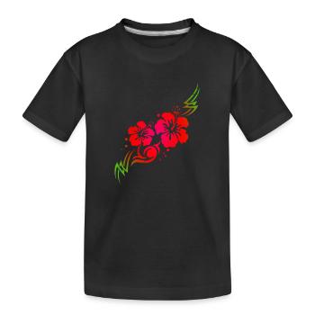 Idée de cadeau de tatouage tribal de fleur d'hibiscus hawaïen - T-shirt bio Premium Enfant - noir - Devant