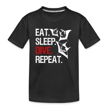 Eat Sleep Dive Repeat - Manta Schwarm - Kinder Premium Bio T-Shirt - Schwarz - Vorne
