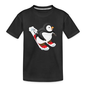 Pinguin Skifahren Ski-Liebhaber Winter Geschenk - Kinder Premium Bio T-Shirt - Schwarz - Vorne
