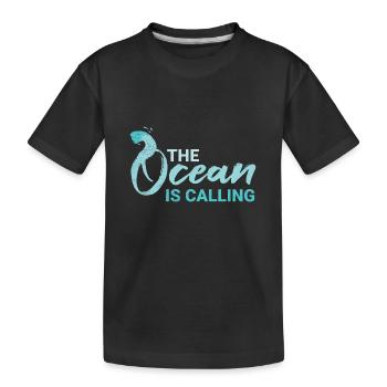 The Ocean Is Calling Surfer Diver Gift Idea - Kids' Premium Organic T-Shirt - black - Front
