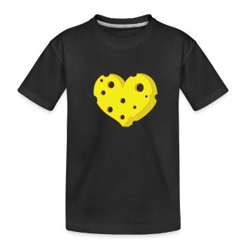 Piece of heart-shaped cheese - Kids' Premium Organic T-Shirt - black - Front