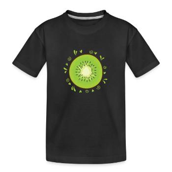 Kiwi Slice Fruit Fruit Animal New Zealand - Kids' Premium Organic T-Shirt - black - Front