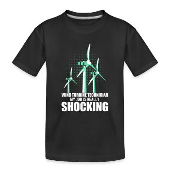 Wind turbine, wind power, wind energy - Kids' Premium Organic T-Shirt - black - Front