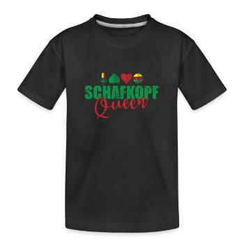 Schafkopf Queen Kartenspiel Spielkarte - Kinder Premium Bio T-Shirt - Schwarz - Vorne
