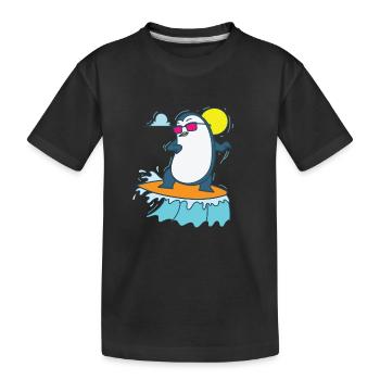 Pingouin surfant sur la plage Oiseau antarctique - T-shirt bio Premium Enfant - noir - Devant