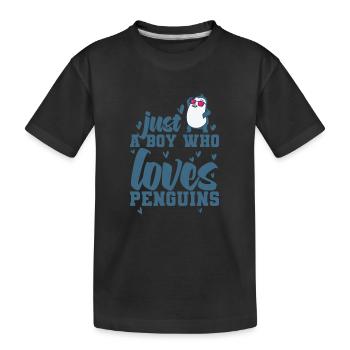 Juste un garçon qui aime Penguins Bird - T-shirt bio Premium Enfant - noir - Devant